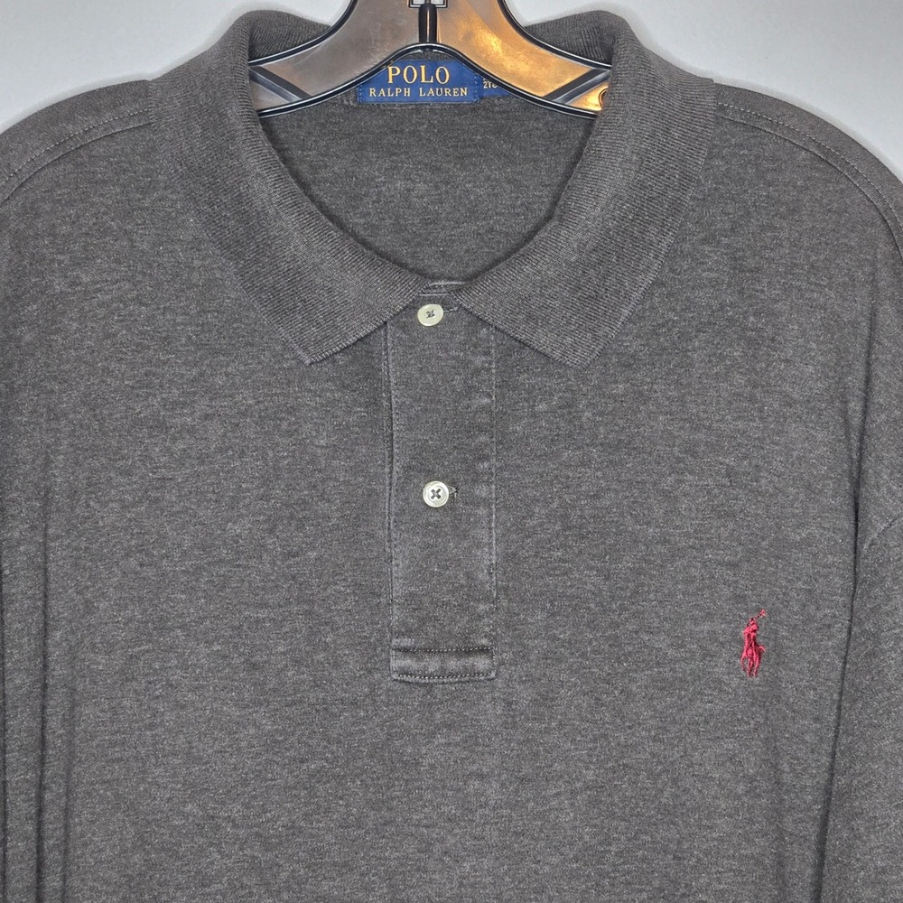 Polo Ralph Lauren Big & Tall 2XB Charcoal Grey Short Sleeve Polo Shirt Red Pony